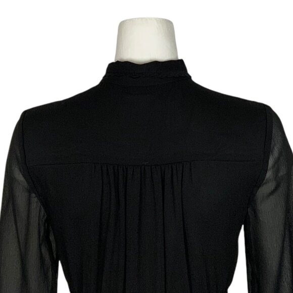 Kate Spade Sequins Cherries Shirtdress 4 Black Mini Bow Tie Neck Ruffle Formal - Picture 7 of 12